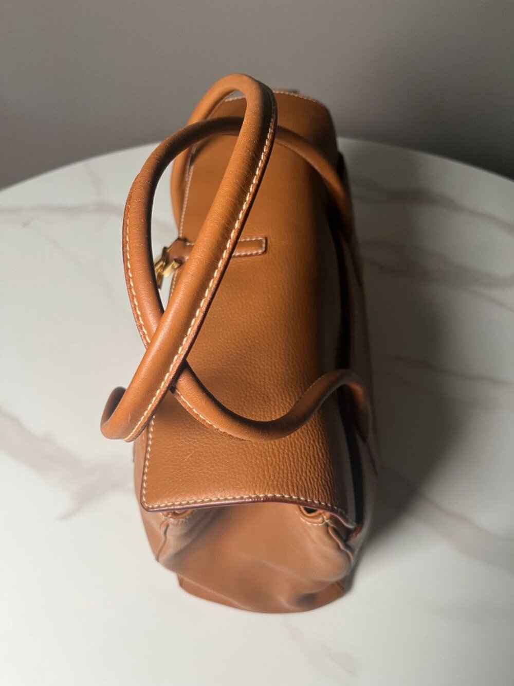 Salvatore Ferragamo Gancini Brown Leather Satchel Top Handle Shoulder Bag - Picture 7 of 16